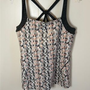 Soybu Black and Pink Graphic Backless Tank Top